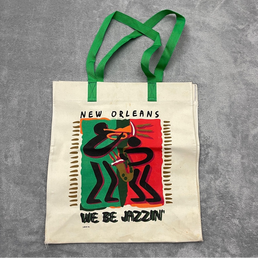 New Orleans We be Jazzin'  Canvas Tote Bag Vintage 1990's